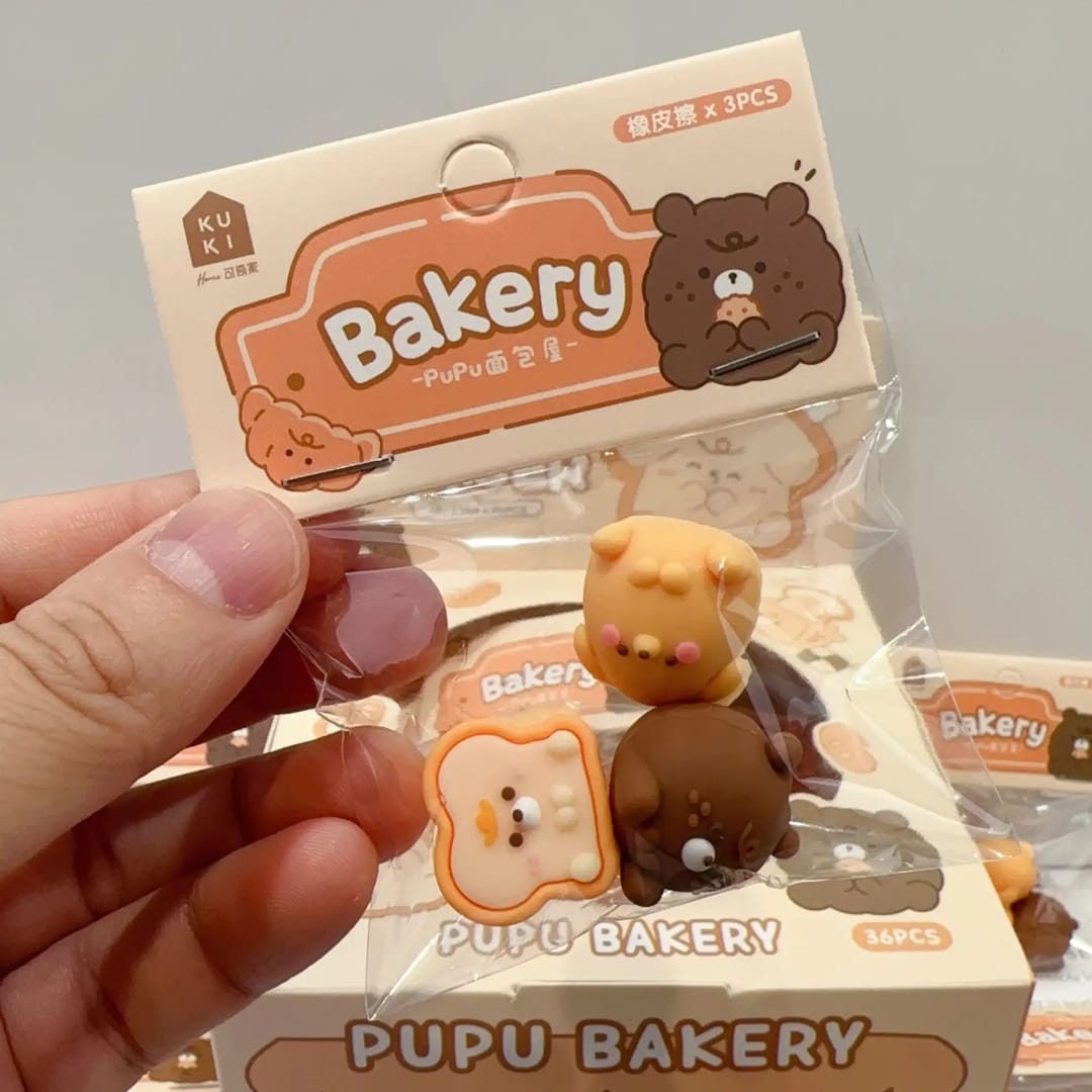 Pupu Bakery – 3-Piece Themed Eraser Set