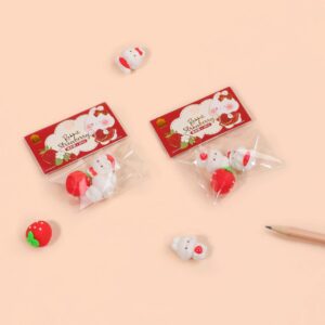 Strawberry Rabbit – 3-Piece Themed Eraser Set